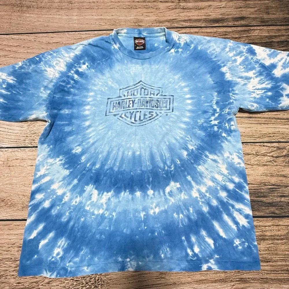 Harley-Davidson T-Shirt Mens XL Blue Tie Dye Savannah Georgia Biker Motorcycle - Picture 3 of 7